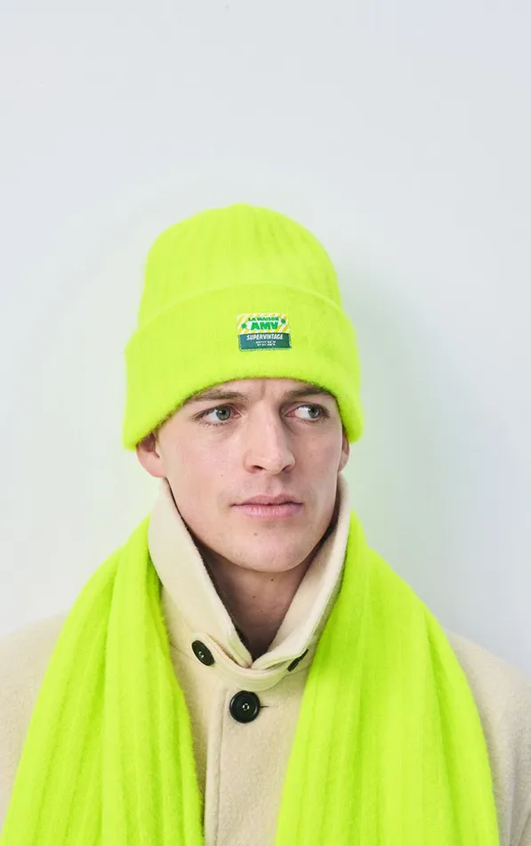 American Vintage Beanies and Caps WomenMen Beanie Vitow Fluorescent Yellow Melange American Vintage Beanies and Caps WomenMen Beanie Vitow Fluorescent Yellow Melange