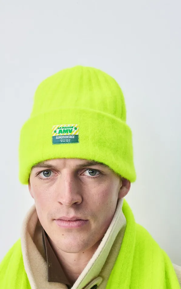 American Vintage Beanies and Caps WomenMen Beanie Vitow Fluorescent Yellow Melange American Vintage Beanies and Caps WomenMen Beanie Vitow Fluorescent Yellow Melange