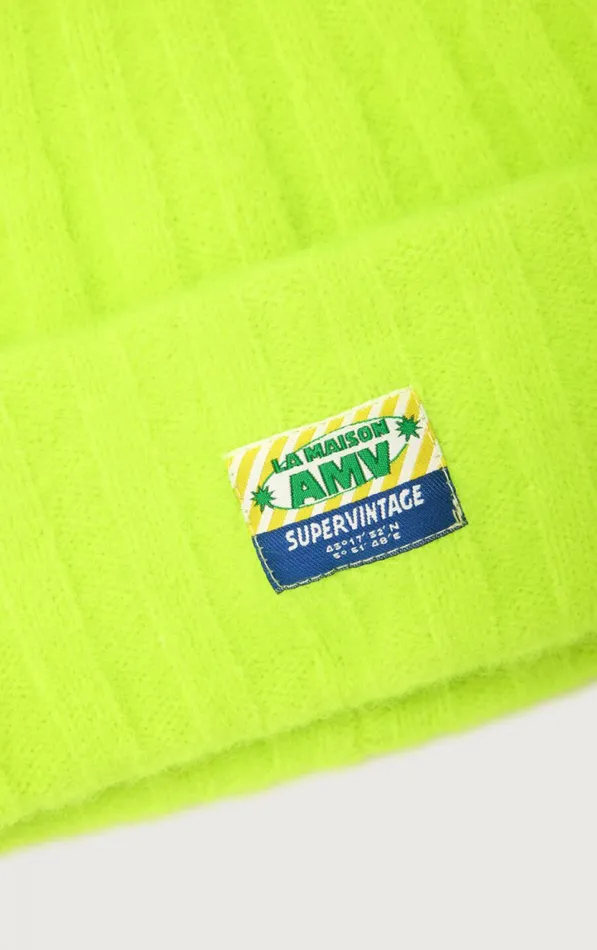 American Vintage Beanies and Caps WomenMen Beanie Vitow Fluorescent Yellow Melange American Vintage Beanies and Caps WomenMen Beanie Vitow Fluorescent Yellow Melange