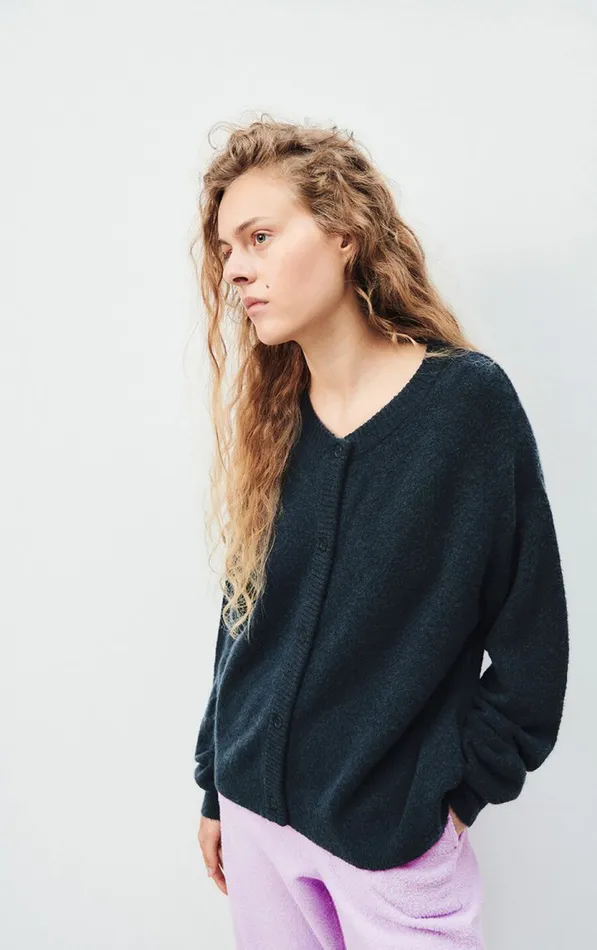 American Vintage Jumpers and Cardigans Women Cardigan Damsville Navy Blue Black Melange