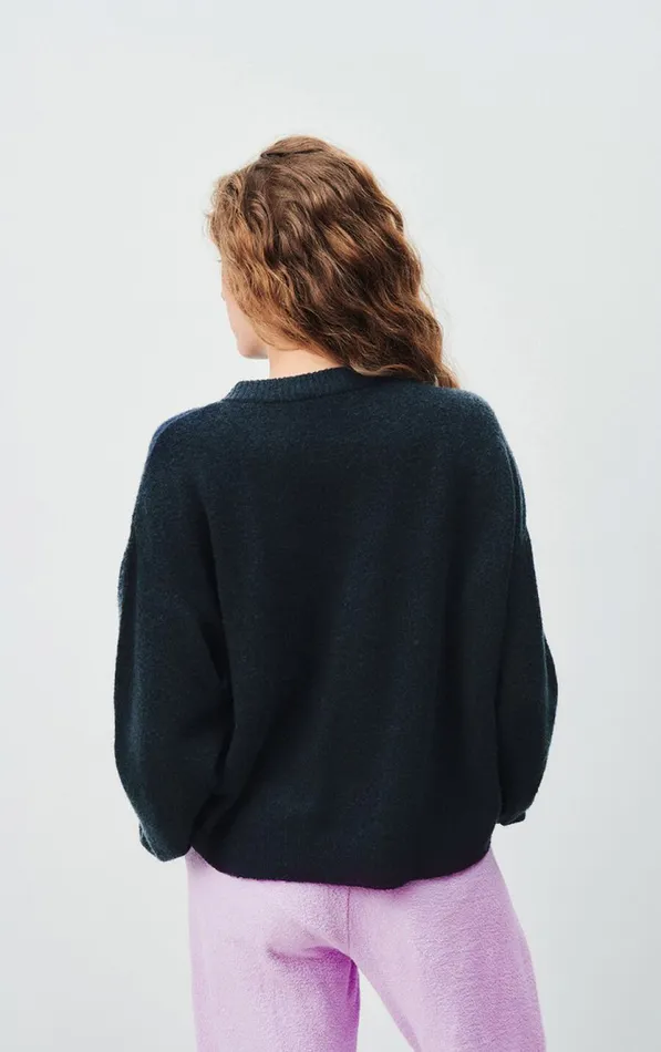 American Vintage Jumpers and Cardigans Women Cardigan Damsville Navy Blue Black Melange American Vintage Jumpers and Cardigans Women Cardigan Damsville Navy Blue Black Melange