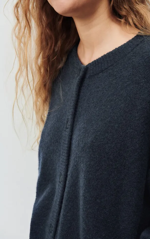 American Vintage Jumpers and Cardigans Women Cardigan Damsville Navy Blue Black Melange American Vintage Jumpers and Cardigans Women Cardigan Damsville Navy Blue Black Melange