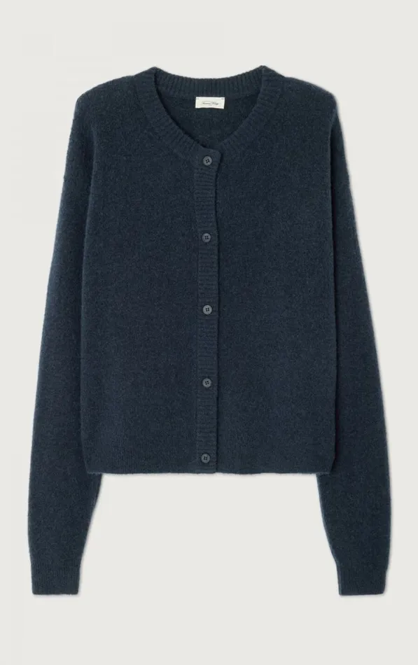 American Vintage Jumpers and Cardigans Women Cardigan Damsville Navy Blue Black Melange American Vintage Jumpers and Cardigans Women Cardigan Damsville Navy Blue Black Melange