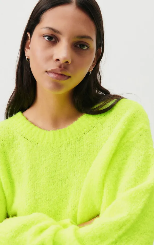 American Vintage Jumpers and Cardigans Women Jumper Cikoya Neon Yellow American Vintage Jumpers and Cardigans Women Jumper Cikoya Neon Yellow