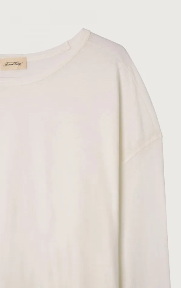 American Vintage Long Sleeve TShirts Men TShirt Gamipy White American Vintage Long Sleeve TShirts Men TShirt Gamipy White