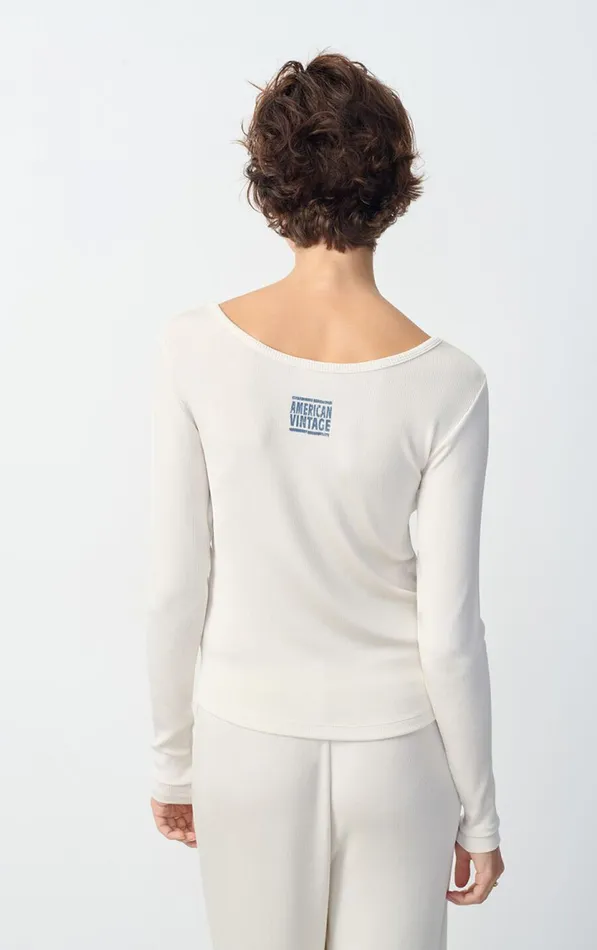 American Vintage Long Sleeve TShirts Women TShirt Azyro Cream