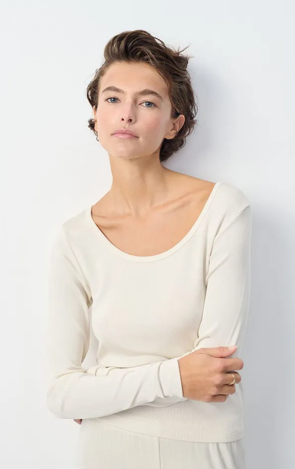 American Vintage Long Sleeve TShirts Women TShirt Azyro Cream