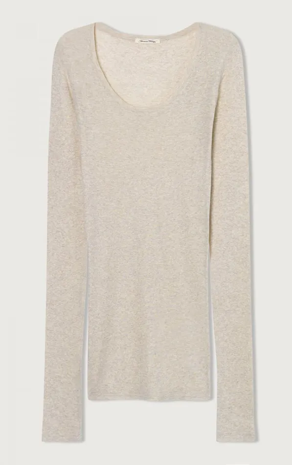 American Vintage Long Sleeve TShirts Women TShirt Massachusetts Melange Cream American Vintage Long Sleeve TShirts Women TShirt Massachusetts Melange Cream