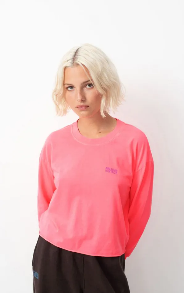 American Vintage Long Sleeve TShirts Women TShirt Pymaz Fluorescent Hortensia