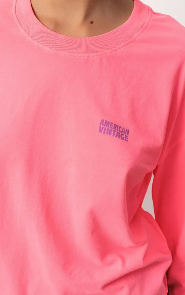 American Vintage Long Sleeve TShirts Women TShirt Pymaz Fluorescent Hortensia