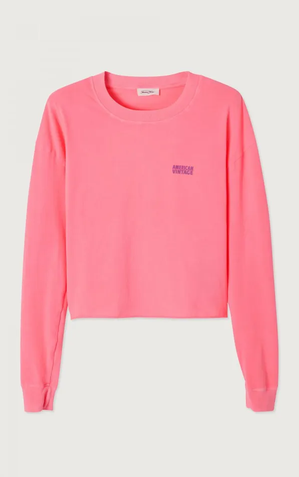 American Vintage Long Sleeve TShirts Women TShirt Pymaz Fluorescent Hortensia