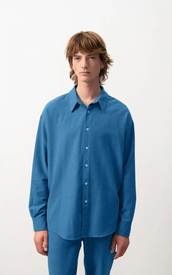 American Vintage Shirts Men Shirt Dakota Melange Mediterranean