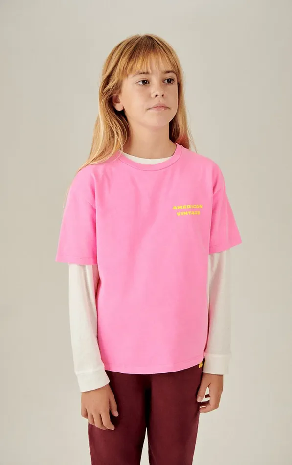 American Vintage Short Sleeve TShirts Kids TShirt Fizvalley Fluo Pink