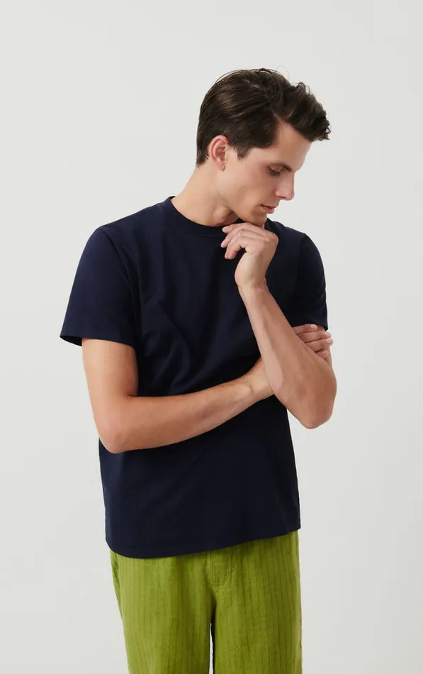 American Vintage Short Sleeve TShirts Men TShirt Fizvalley Navy Vintage
