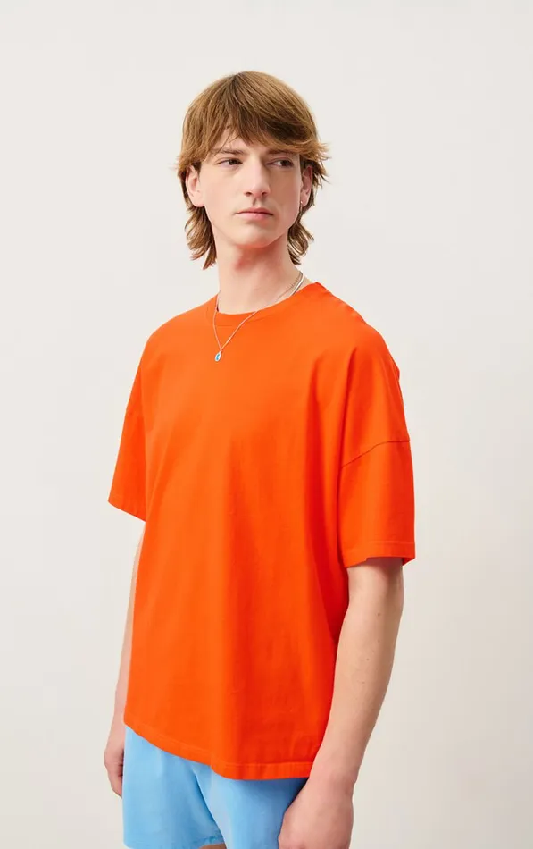American Vintage Short Sleeve TShirts Men TShirt Fizvalley Orange Vintage