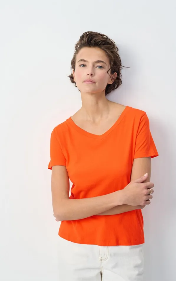 American Vintage Short Sleeve TShirts Women TShirt Gamipy Orange
