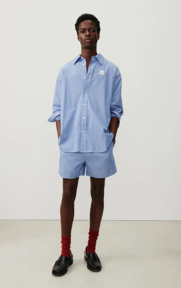 American Vintage Shorts Men Shorts Zatybay Aqua Stripes