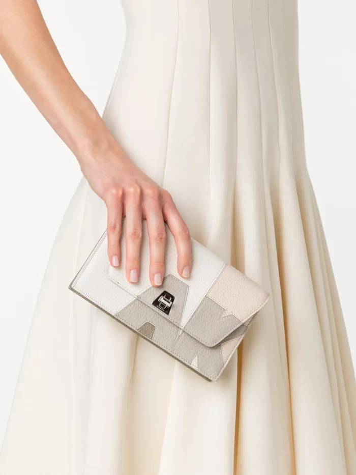 Anouk Envelope Bag In Leather Composed Letters Patchwork Light Multicolor Women Akris Crossbody Bags