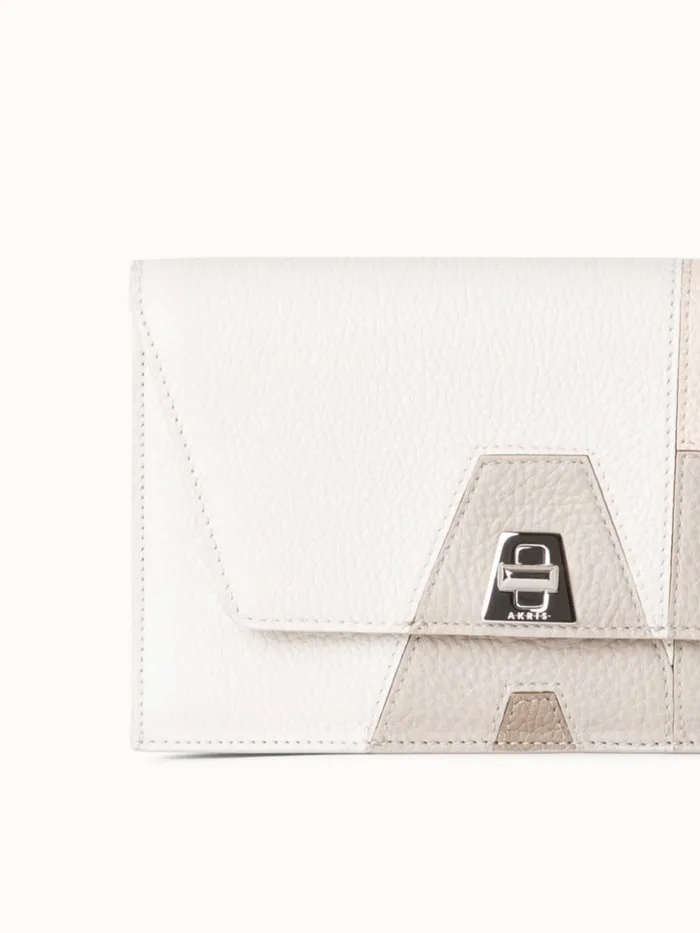 Anouk Envelope Bag In Leather Composed Letters Patchwork Light Multicolor Women Akris Crossbody Bags