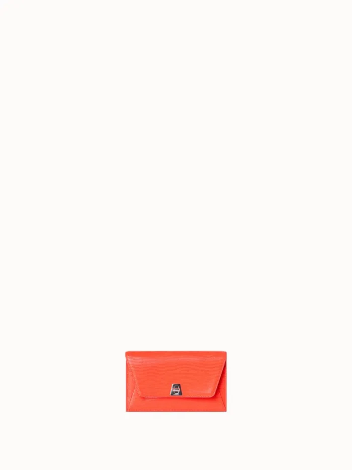 Anouk Envelope Bag With Shiny Lizard Finish Tangerine Women Akris Crossbody Bags