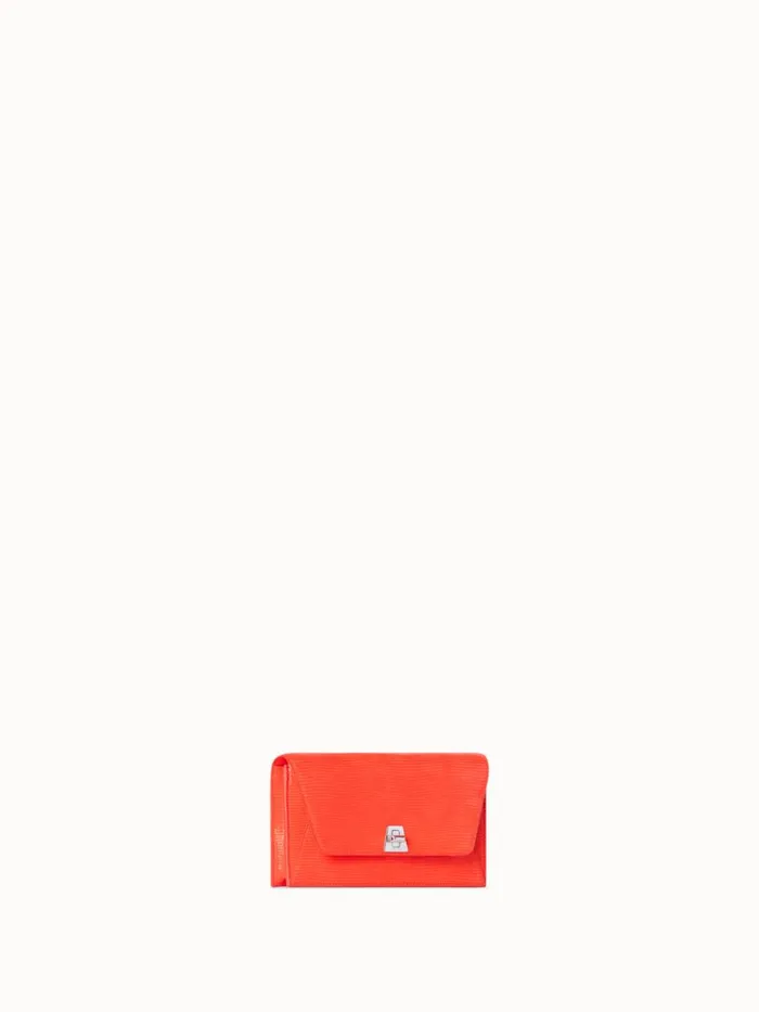Anouk Envelope Bag With Shiny Lizard Finish Tangerine Women Akris Crossbody Bags