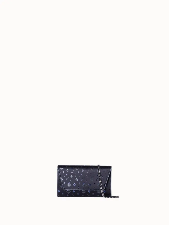 Anouk Mini Clutch In Satin With Shiny Squares Blackdenim Women Akris Shoulder Bags