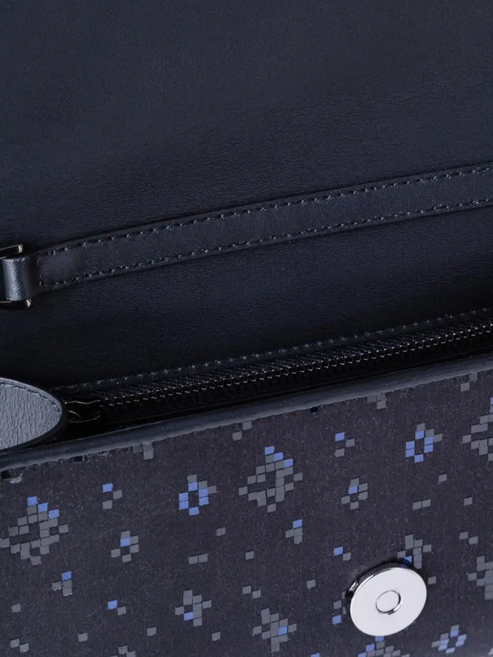 Anouk Mini Clutch In Satin With Shiny Squares Blackdenim Women Akris Shoulder Bags