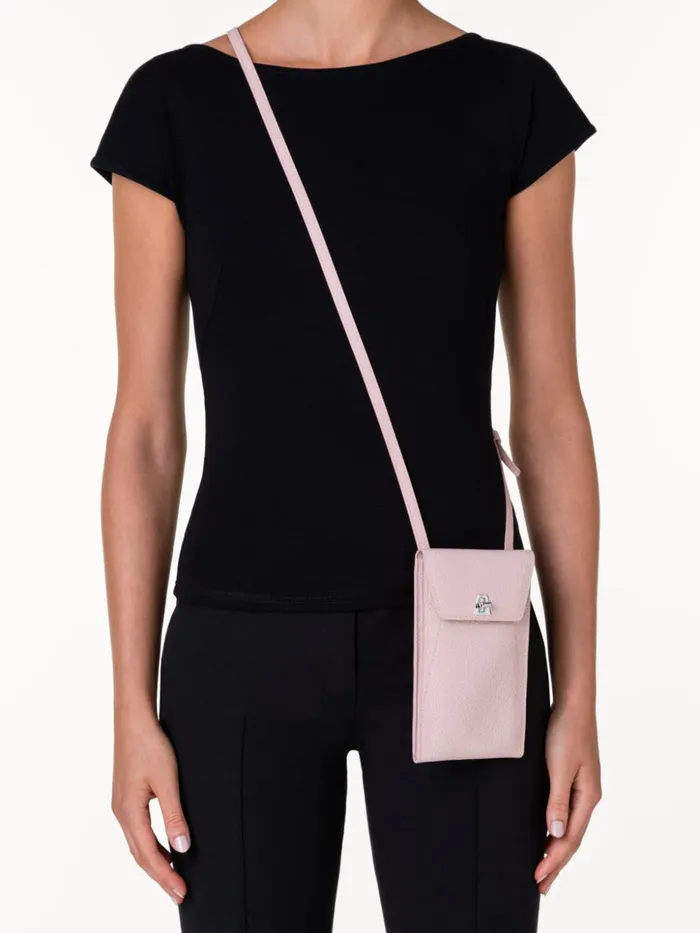 Anouk Phone Pouch In Cervocalf Leather Pale Rose Women Akris Mini Bags