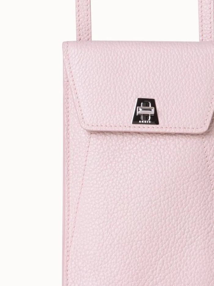 Anouk Phone Pouch In Cervocalf Leather Pale Rose Women Akris Mini Bags