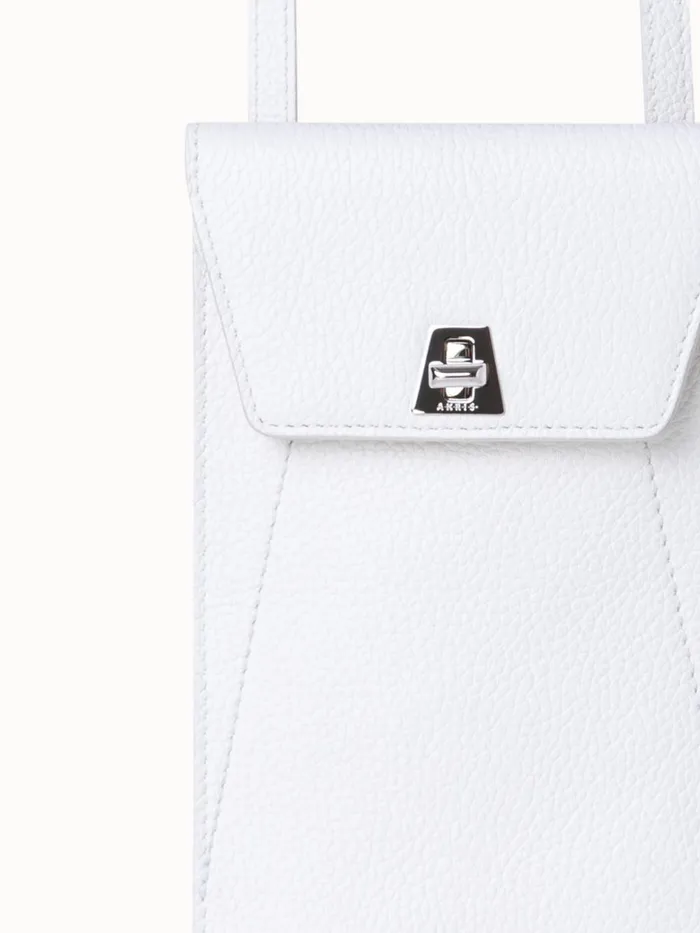Anouk Phone Pouch In Cervocalf Leather Weiss Women Akris Phone Pouch