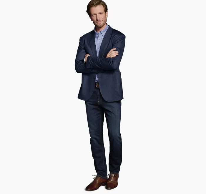 Apparel XC Flex Knit Blazer Navy Micro Houndstooth Johnston and Murphy Men