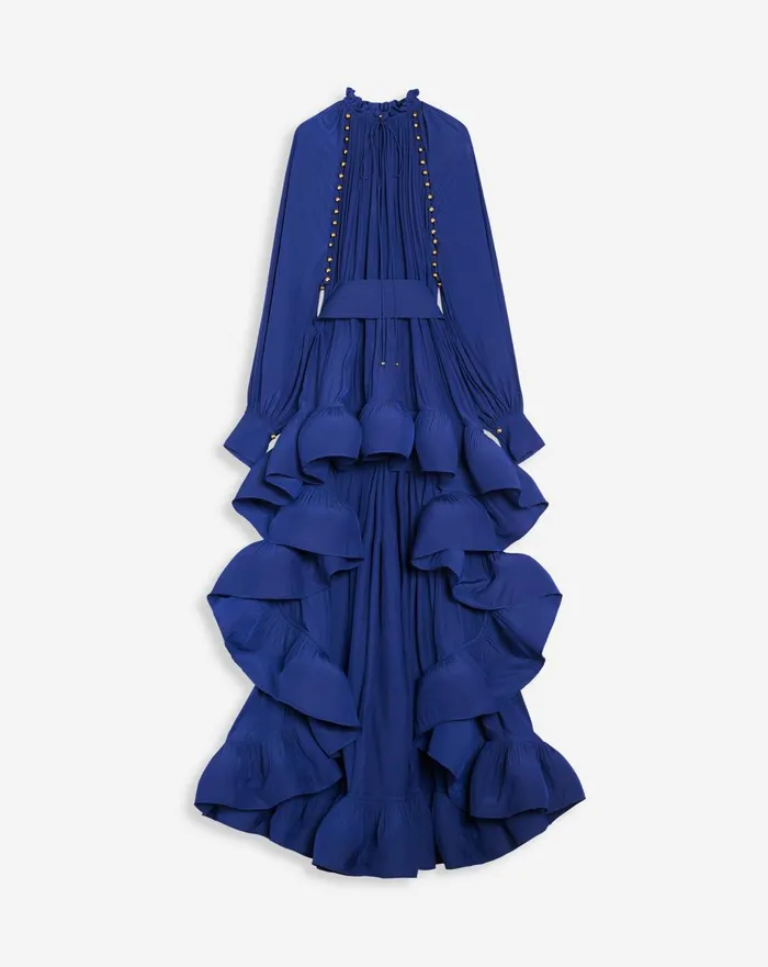 Asymmetrical Charmeuse Dress Indigo Women Lanvin Dresses