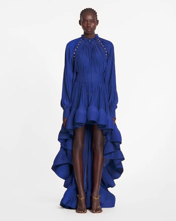 Asymmetrical Charmeuse Dress Indigo Women Lanvin Dresses