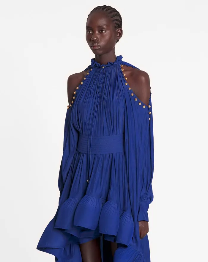 Asymmetrical Charmeuse Dress Indigo Women Lanvin Dresses