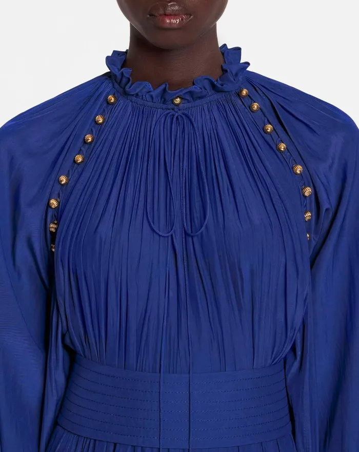 Asymmetrical Charmeuse Dress Indigo Women Lanvin Dresses