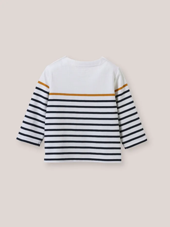 Baby Cyrillus Baby Boy Organic Cotton SailorStripe TShirt Rayure Marineecru