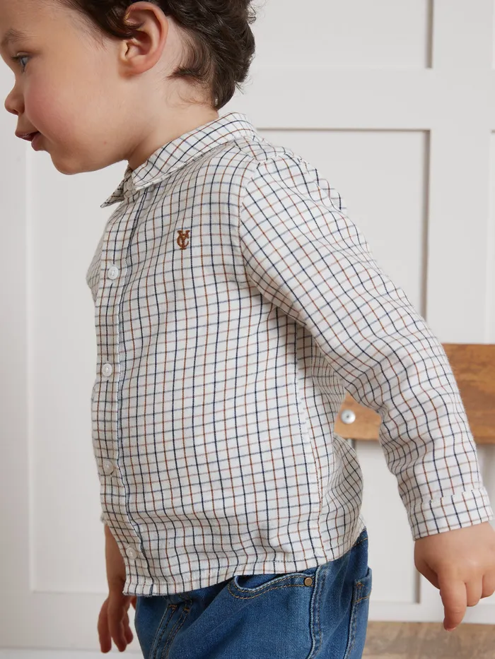 Baby Cyrillus Baby Boy Tattersall Check Shirt Carreaux Chocobleu