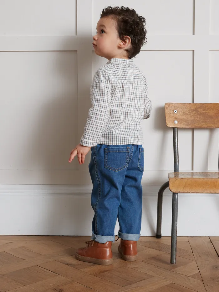 Baby Cyrillus Baby Boy Tattersall Check Shirt Carreaux Chocobleu