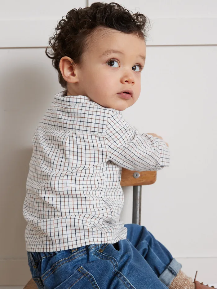 Baby Cyrillus Baby Boy Tattersall Check Shirt Carreaux Chocobleu