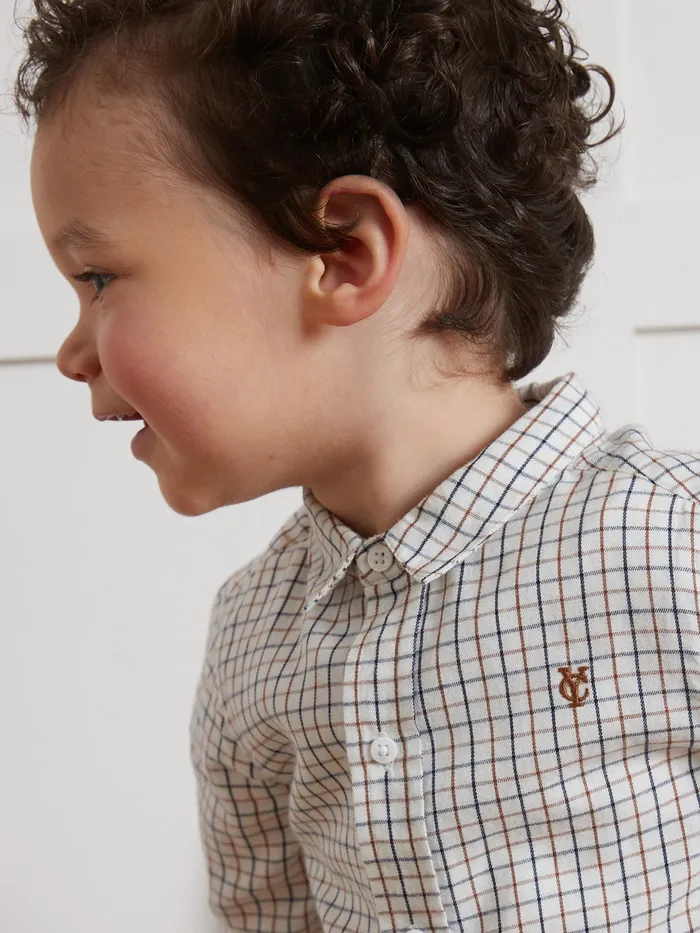 Baby Cyrillus Baby Boy Tattersall Check Shirt Carreaux Chocobleu