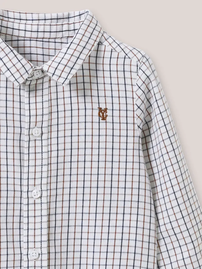 Baby Cyrillus Baby Boy Tattersall Check Shirt Carreaux Chocobleu