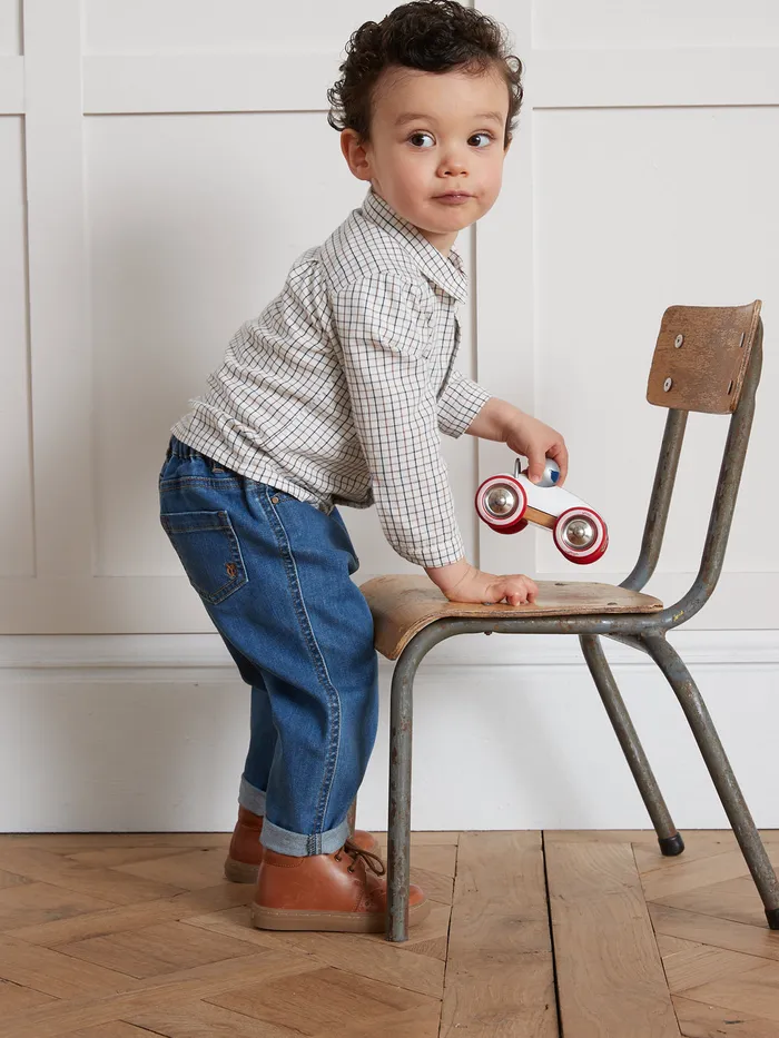 Baby Cyrillus Baby Boy Tattersall Check Shirt Carreaux Chocobleu