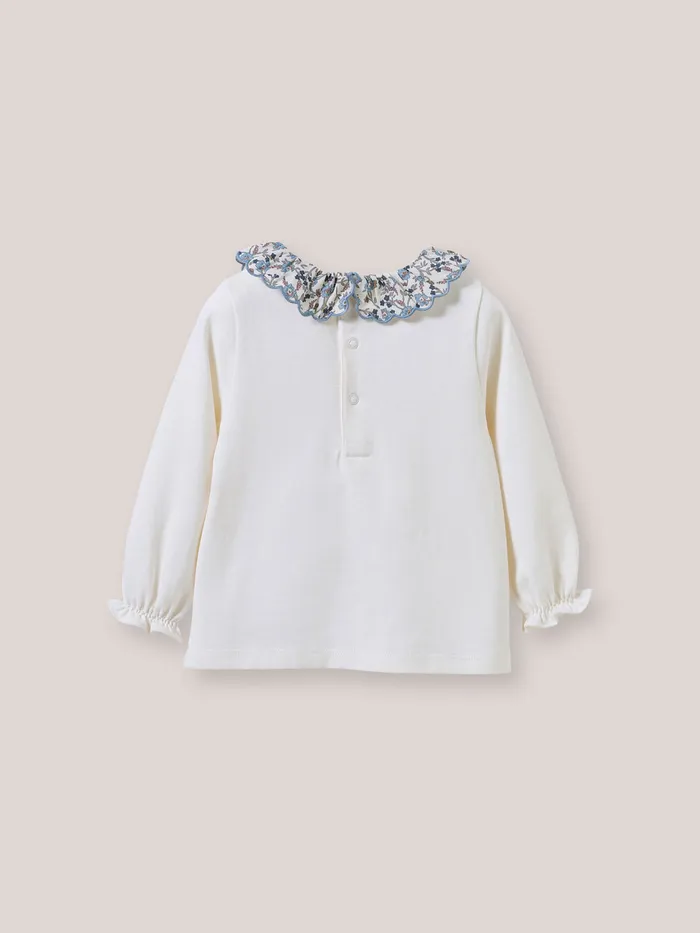 Baby Cyrillus Baby Girl Organic Cotton TShirt Collar Made With Liberty Fabric Lib Hannah Fay
