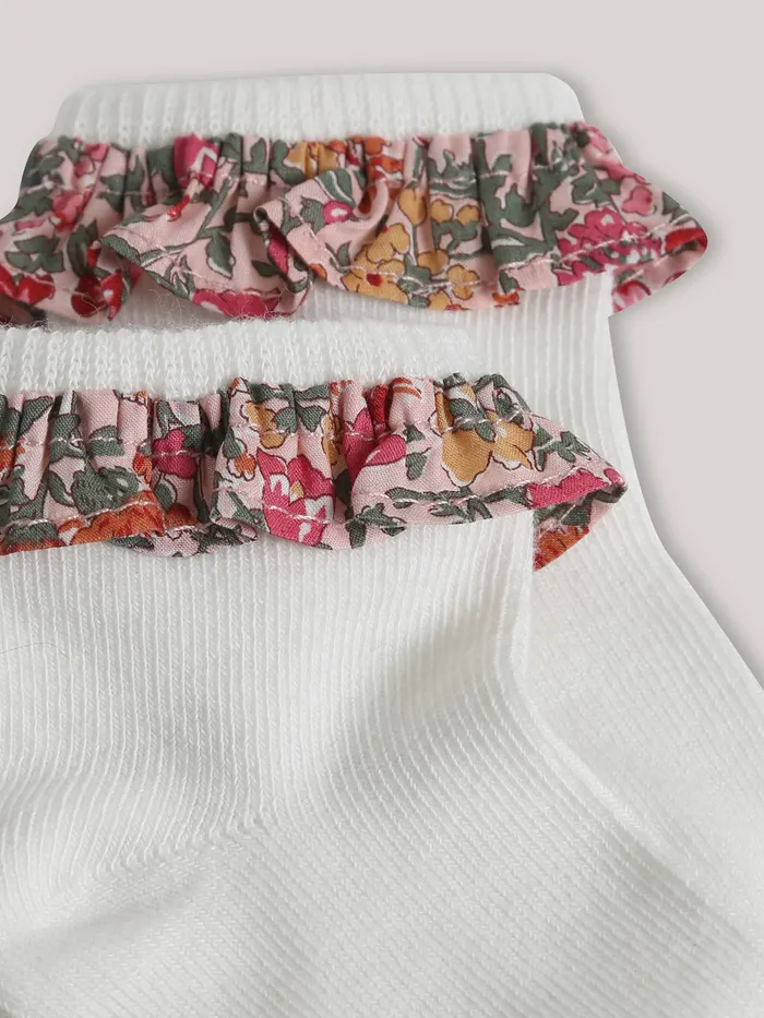 Baby Cyrillus Baby Girl Socks Ruffle Made With Liberty Fabric Lib Babington Rose