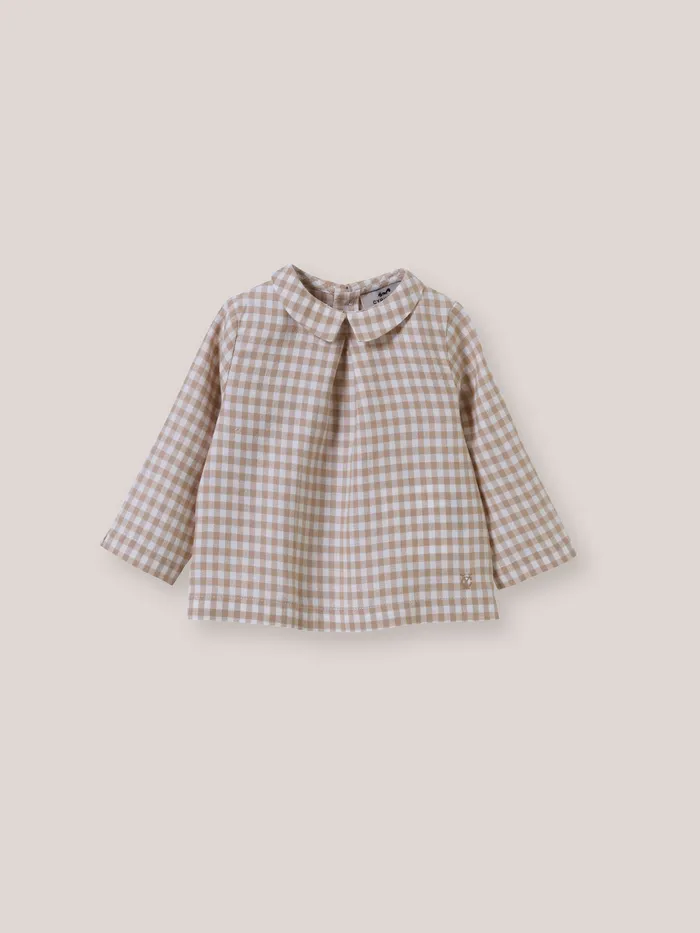 Baby Cyrillus Birth Gingham Check Shirt Vichy Sable