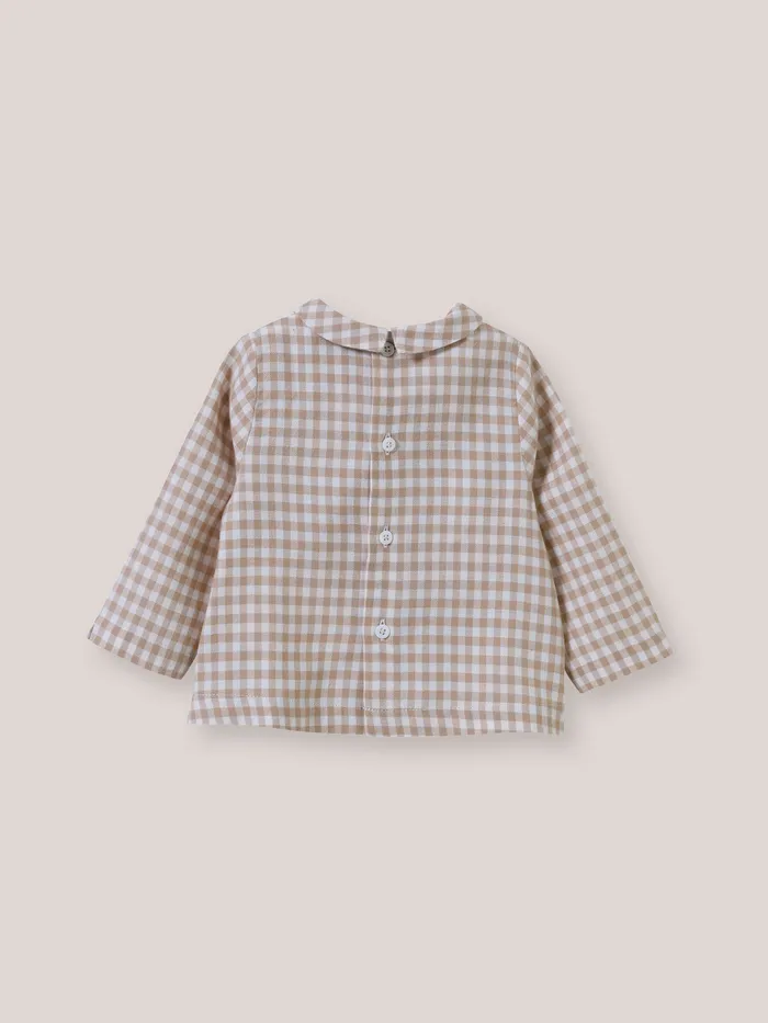 Baby Cyrillus Birth Gingham Check Shirt Vichy Sable