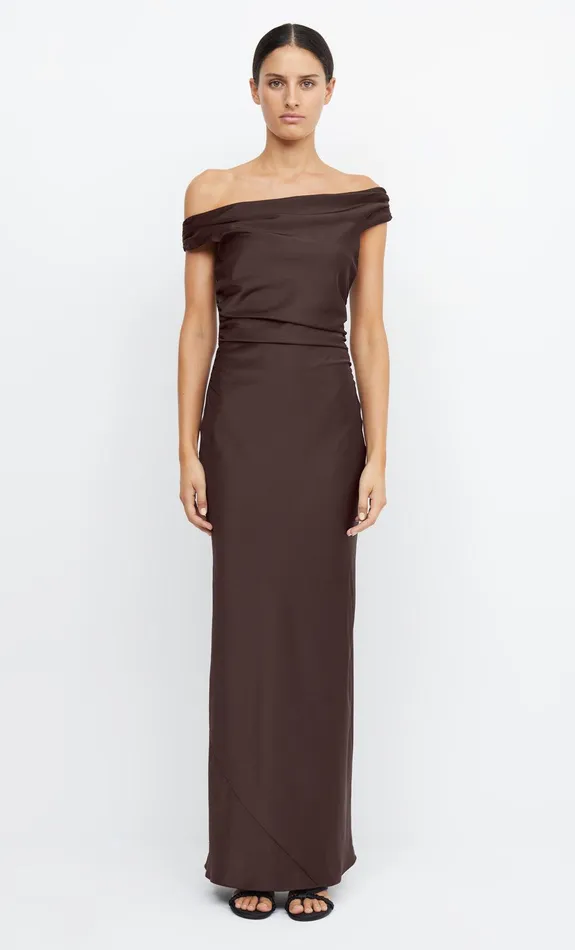 Bec Bridge Bridesmaids Dresses ETERNITY OFF SHOULDER MAXI Dark Chocolate 8211 Women