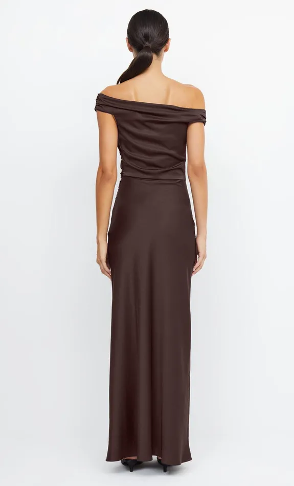 Bec Bridge Bridesmaids Dresses ETERNITY OFF SHOULDER MAXI Dark Chocolate 8211 Women