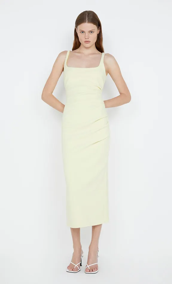 Bec Bridge Dresses KARINA TUCK MIDI DRESS Lemon 8211 Women