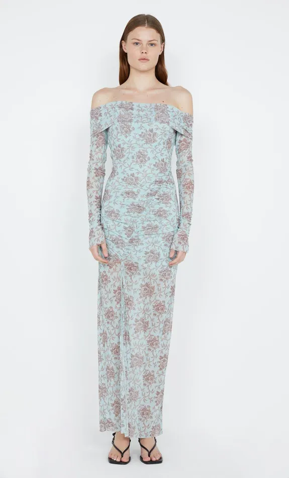 Bec Bridge Dresses TWIGGY LS GATHERED DRESS Juniper Floral 8211 Women